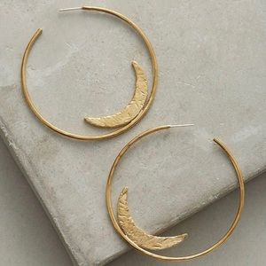Amanda Hunt Equinox Crescent Moon Gold Hoop Earrings
